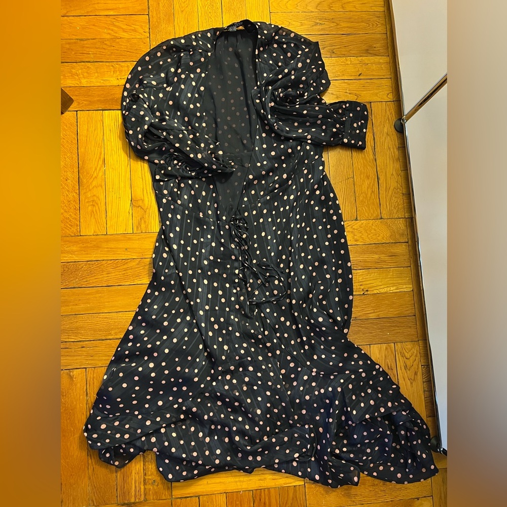 Whistles Navy with Pink Dot Wrap Dress